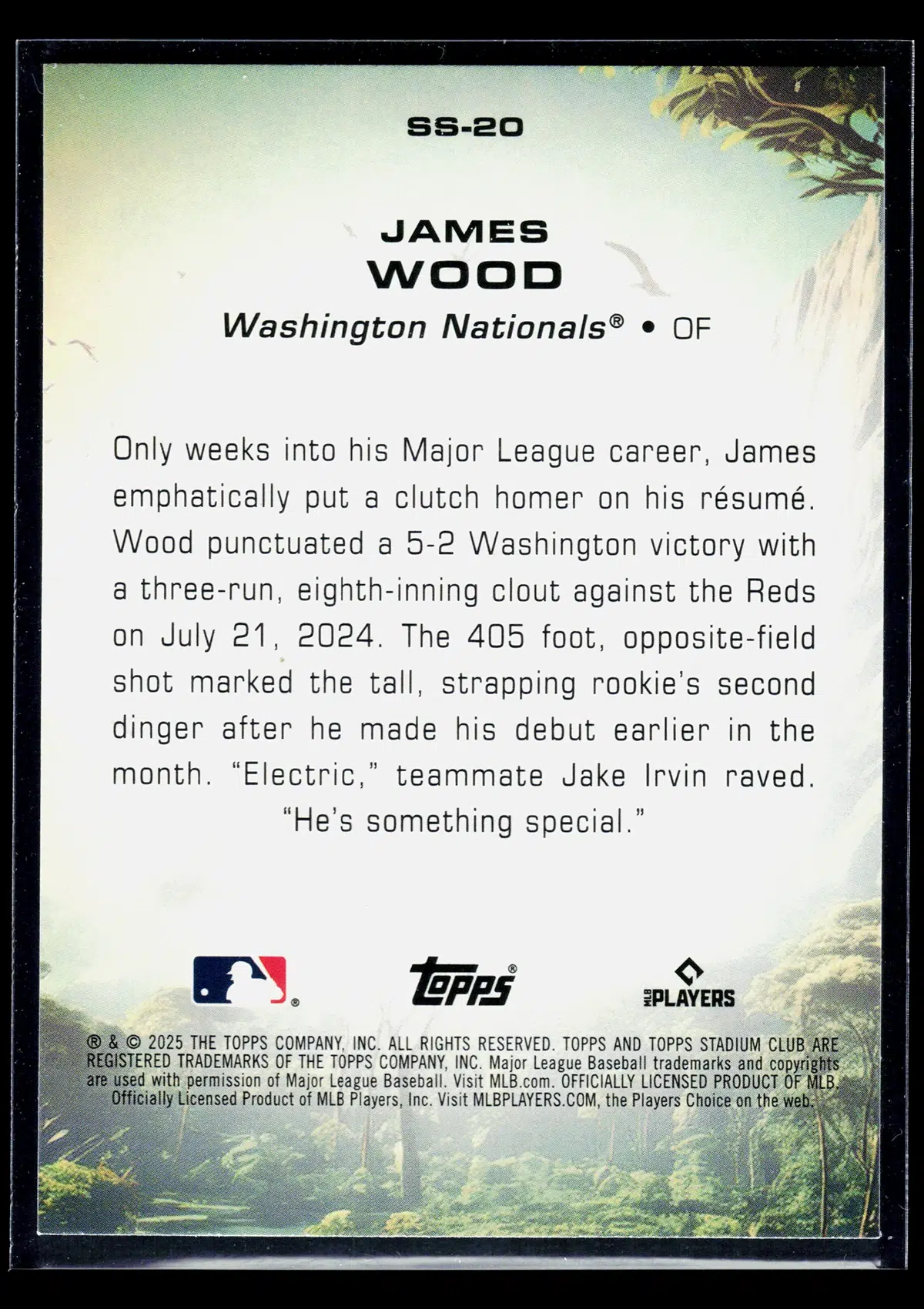 2025 James Wood #SS-20 Topps Stadium Club Savage Sluggers RC