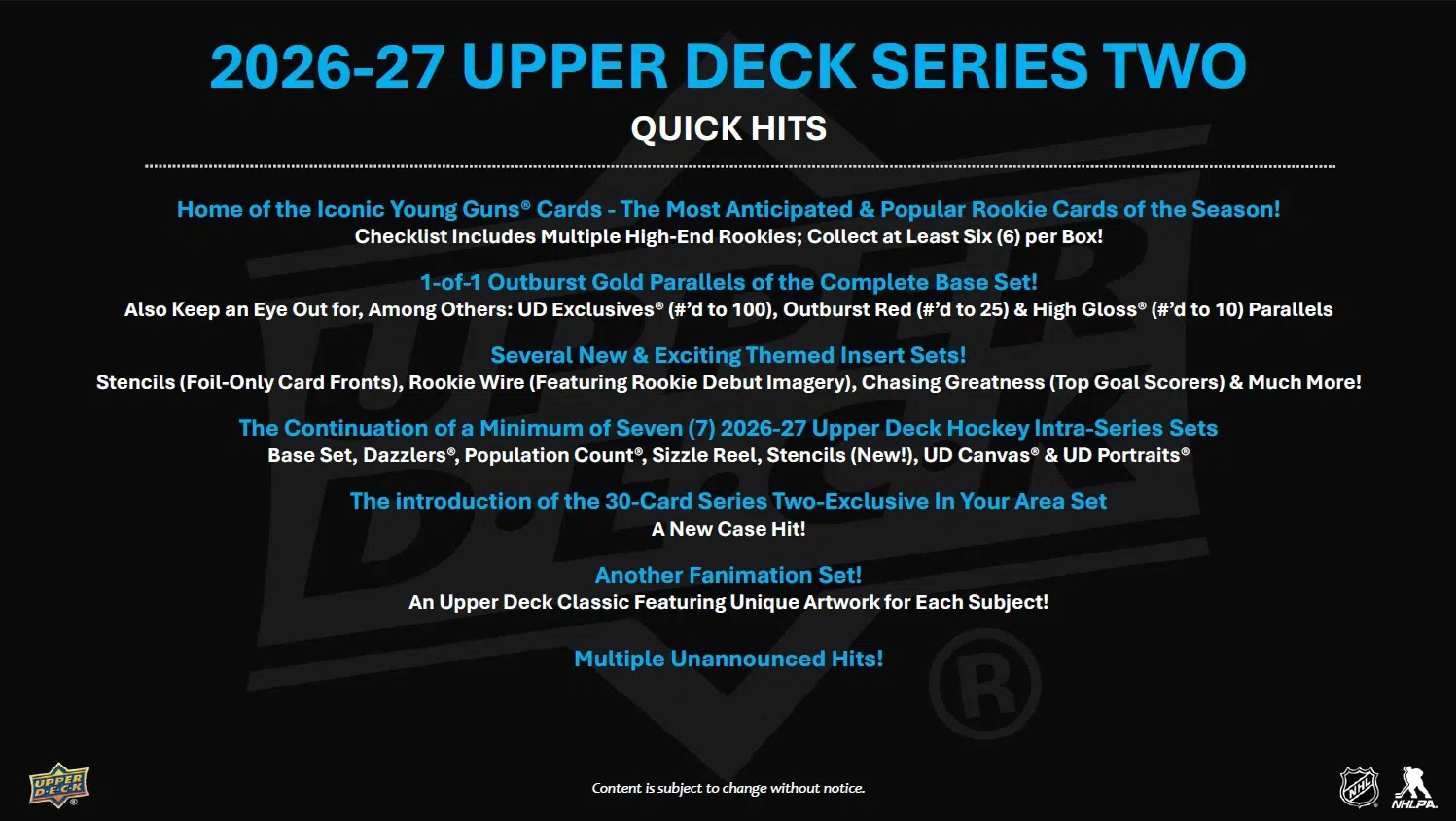 2026-27 Upper Deck Series 2 Hockey NHL Hobby Box - PRE ORDER deadline 05.10.2026