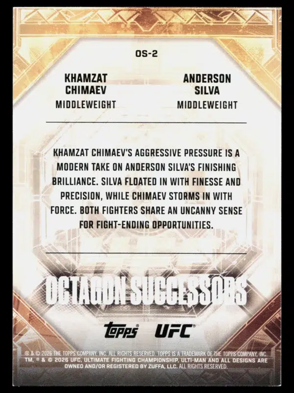 2026 Khamzat Chimaev & Anderson Silva #OS-2 Topps UFC Knockout Octagon Successors