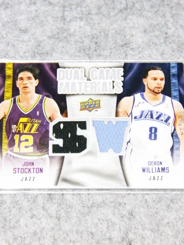 2009 10 John Stockton & Deron Williams #DG SW Upper Deck Dual Game Materials - front