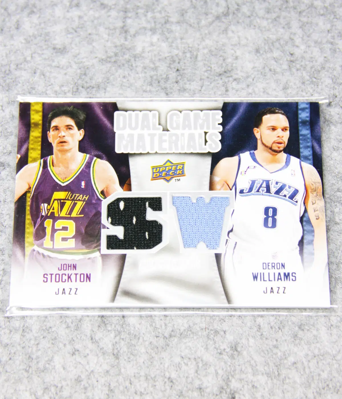 2009 10 John Stockton & Deron Williams #DG SW Upper Deck Dual Game Materials - front