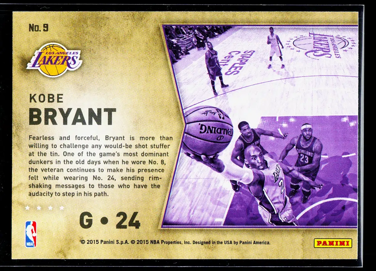 2015 16 Kobe Bryant #9 Panini High Flyers - back