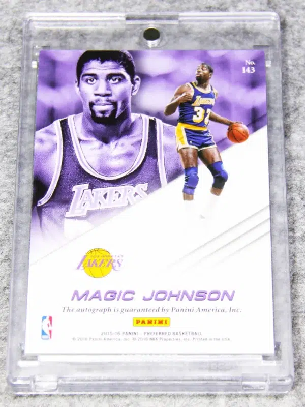 2015 16 Magic Johnson #143 Panini Preferred Autograph of 25 - back