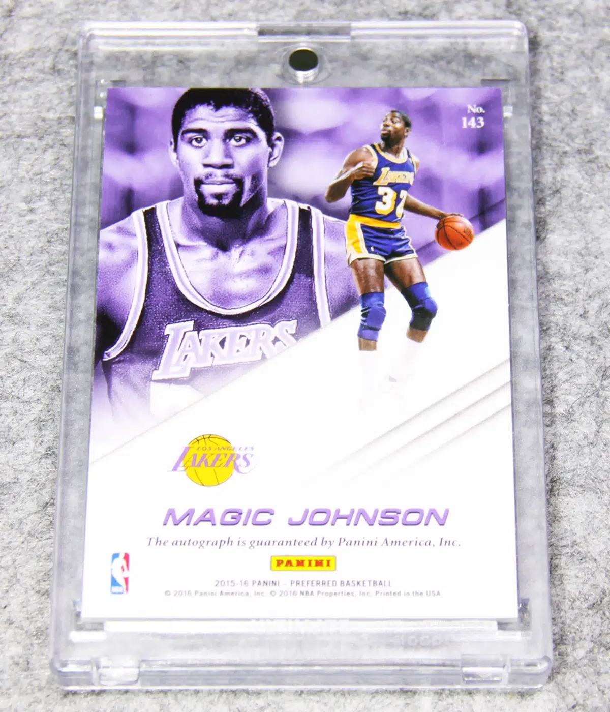 2015 16 Magic Johnson #143 Panini Preferred Autograph of 25 - back
