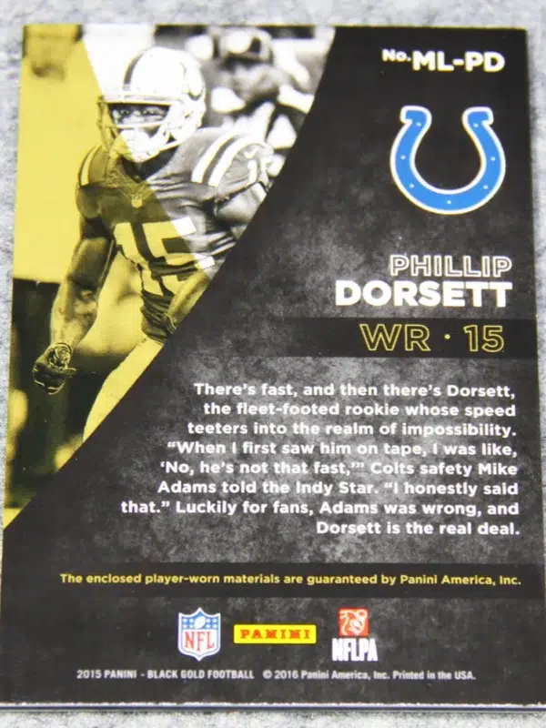 2015 Phillip Dorsett #ML PD Panini Black Gold Motherlode of 99 - back