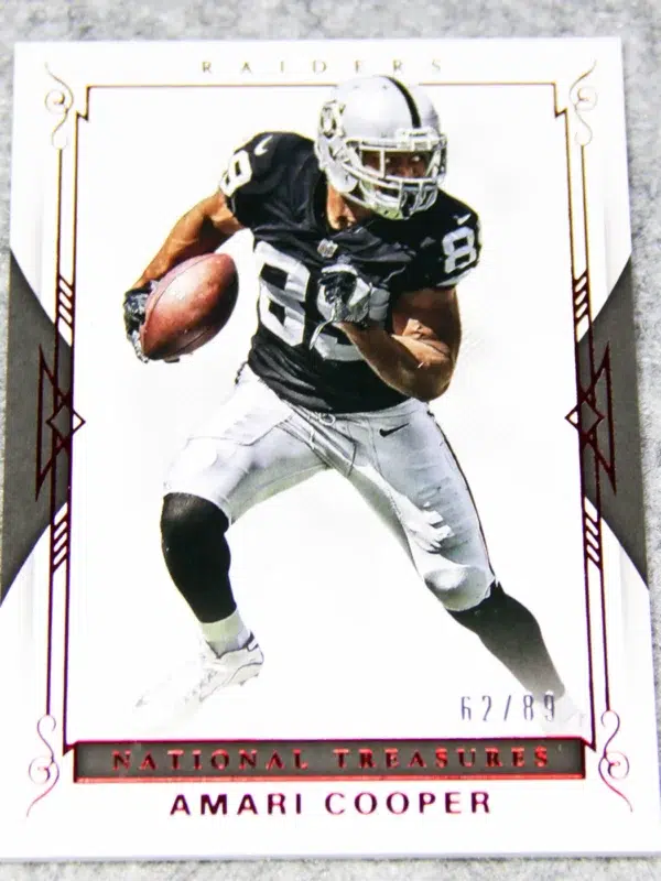 2017 Amari Cooper #9 Panini National Treasures Jersey Number Red of 89 - front
