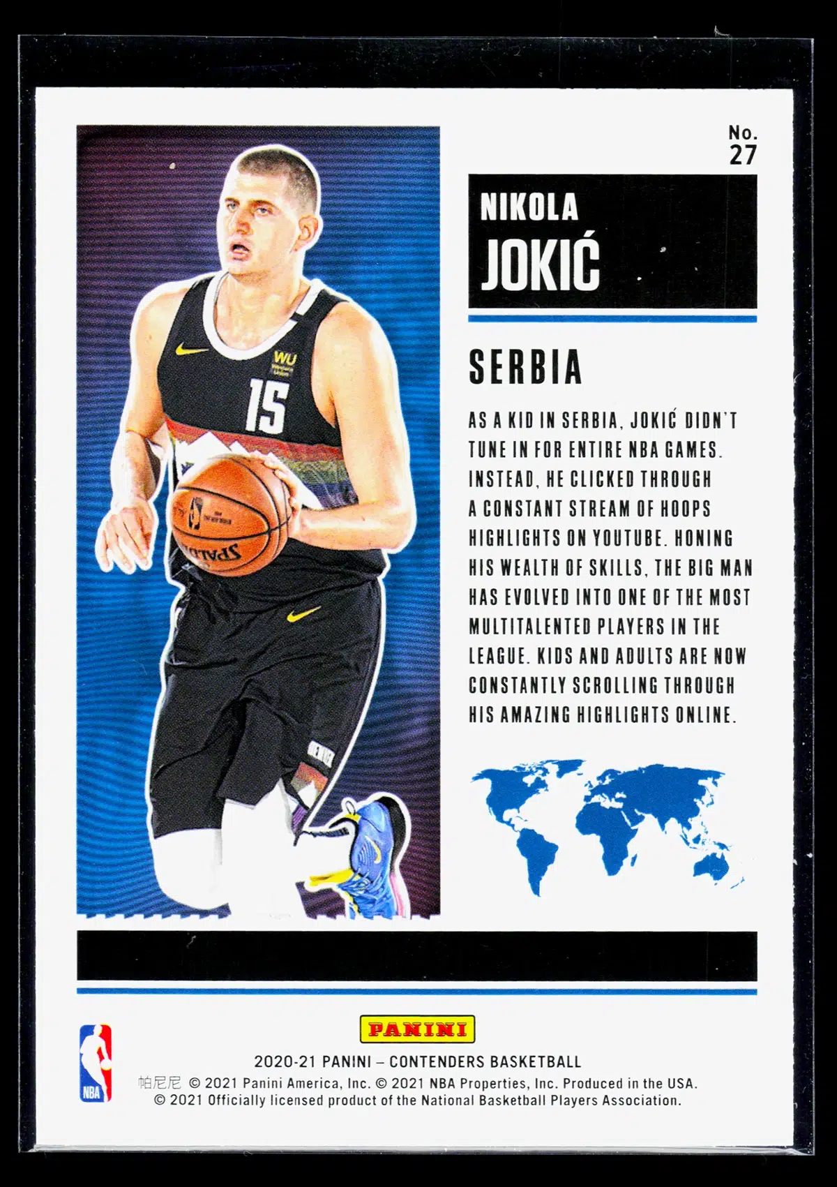 2020 21 Nikola Jokic #27 Panini Contenders International Ticket - back