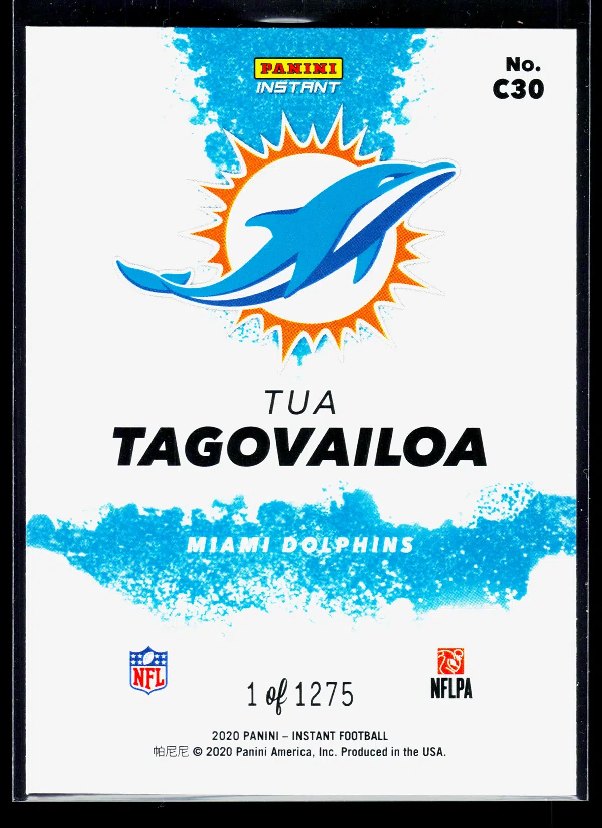 2020 Tua Tagovailoa #C30 Panini Instant My City of 1275 - back