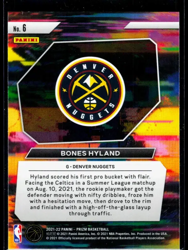 2021 22 Bones Hyland #6 Panini Prizm Instant Impact - back