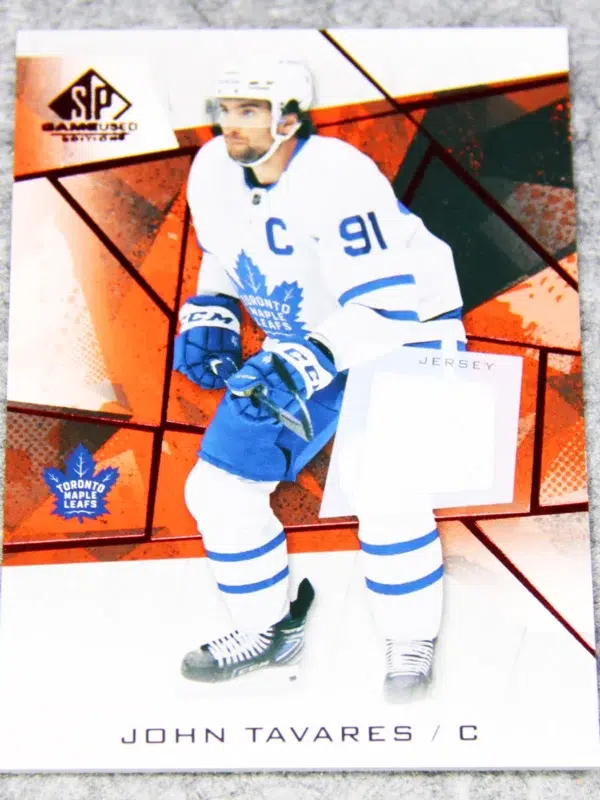 2021 22 John Tavares #82 Upper Deck SP Game Used Red Jersey - front