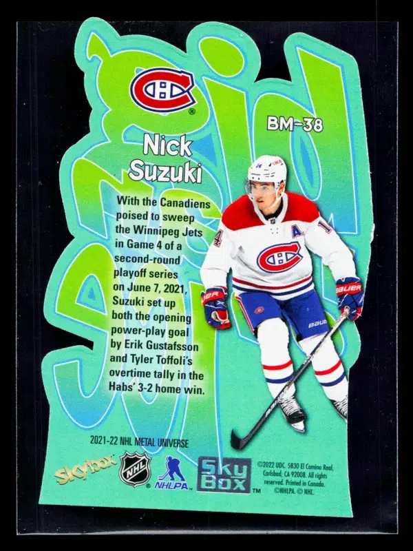 2021 22 Nick Suzuki #BM 38 Upper Deck Skybox Metal Universe Big Man on Ice - back