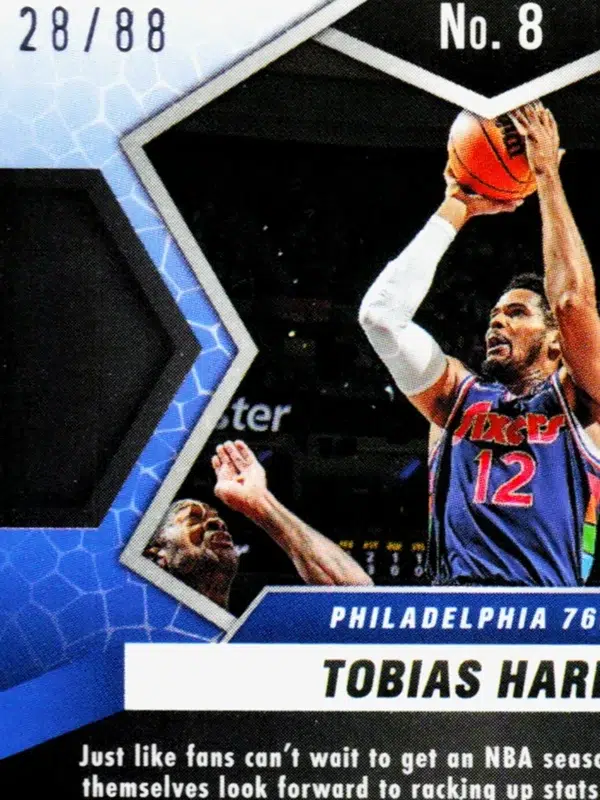 2021 22 Tobias Harris #8 Panini Mosaic Red Yellow Mosaic of 88 - detail