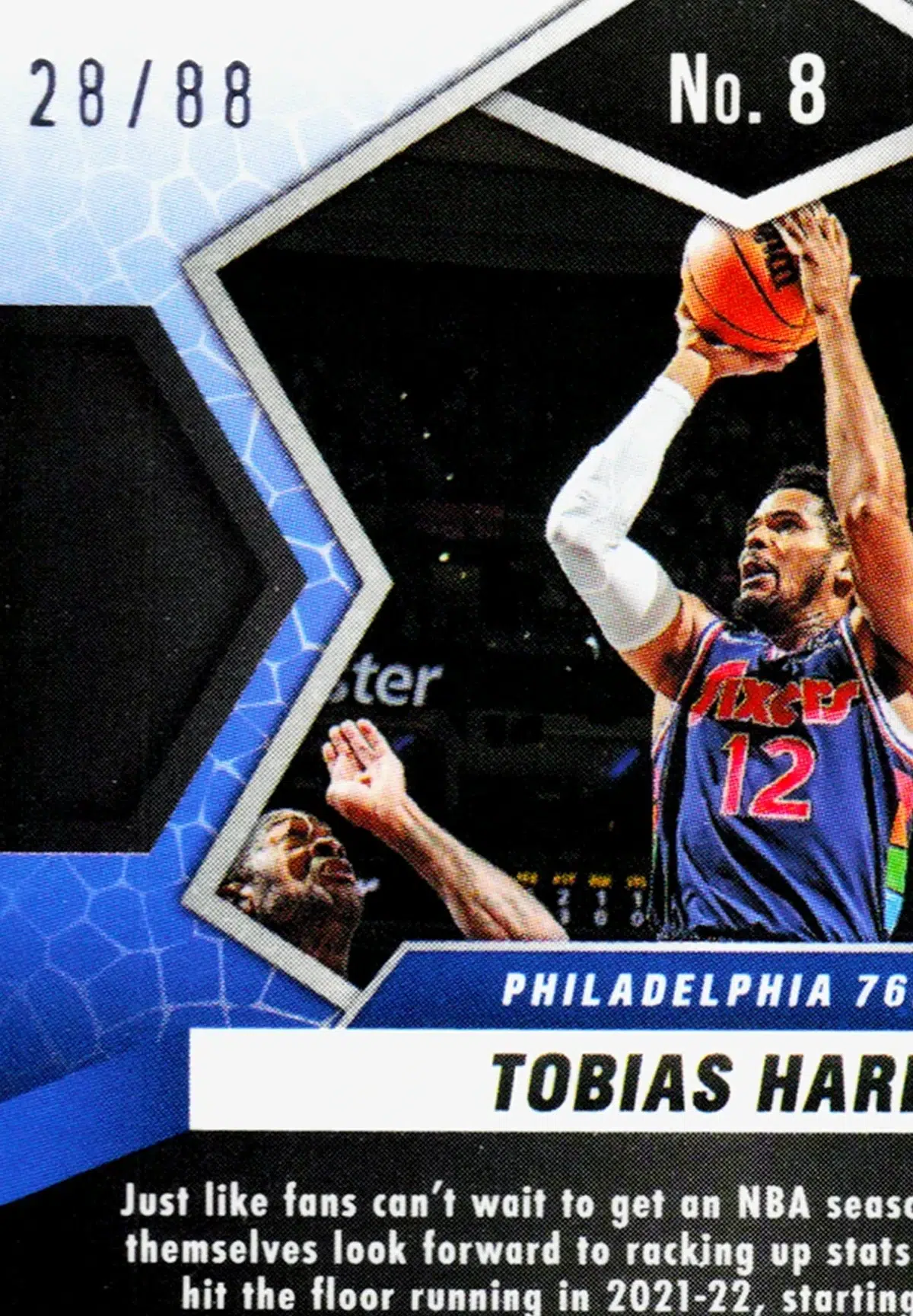 2021 22 Tobias Harris #8 Panini Mosaic Red Yellow Mosaic of 88 - detail