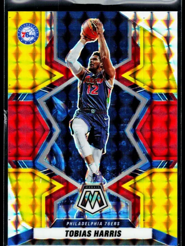 2021 22 Tobias Harris #8 Panini Mosaic Red Yellow Mosaic of 88 - front