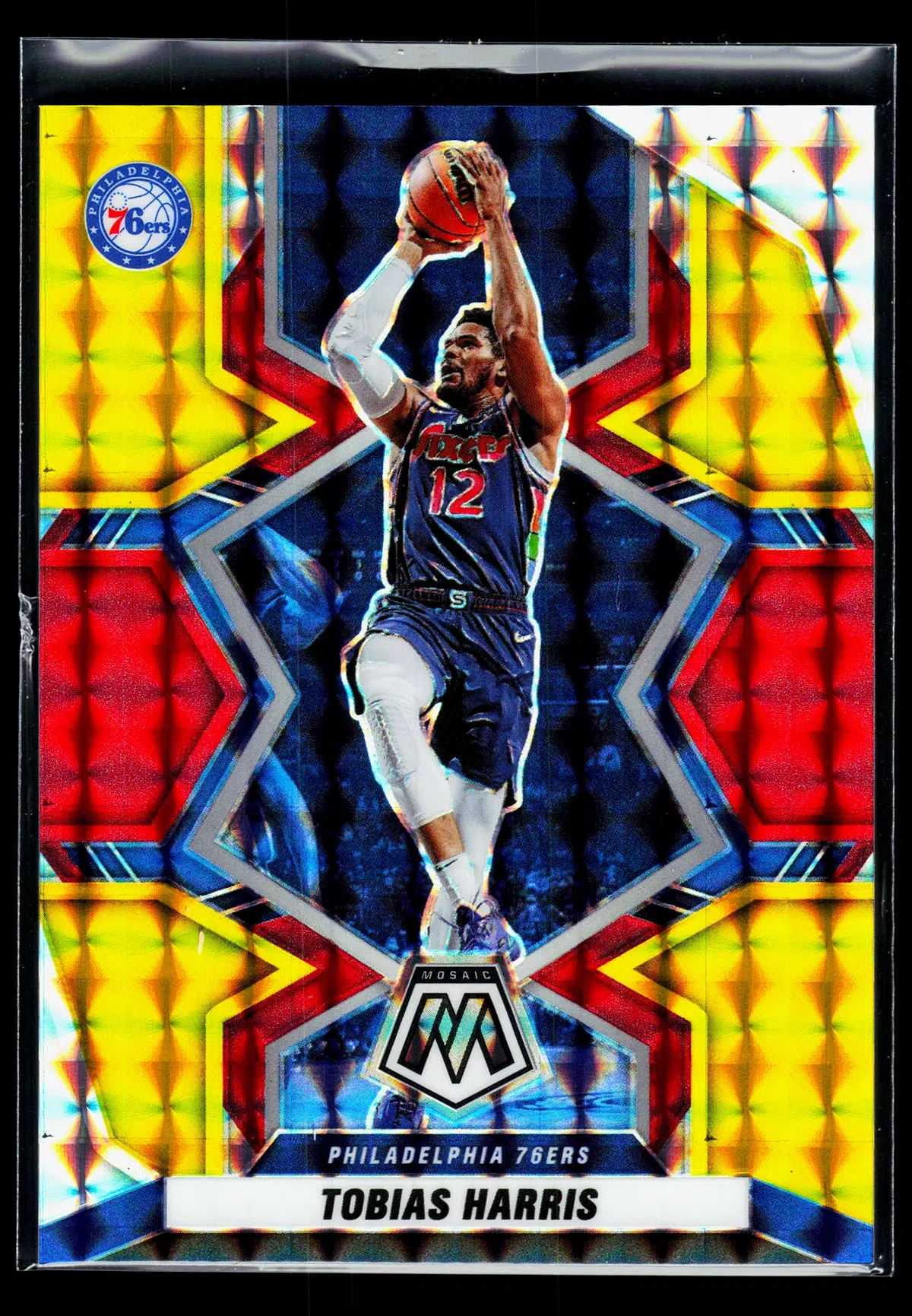 2021 22 Tobias Harris #8 Panini Mosaic Red Yellow Mosaic of 88 - front
