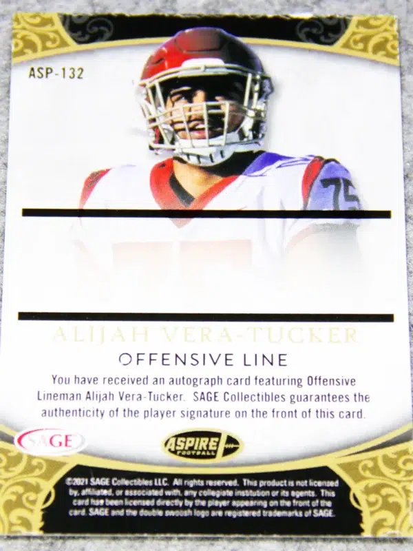 2021 Alijah Vera Tucker #ASP 132 SAGE Aspire Bronze - back