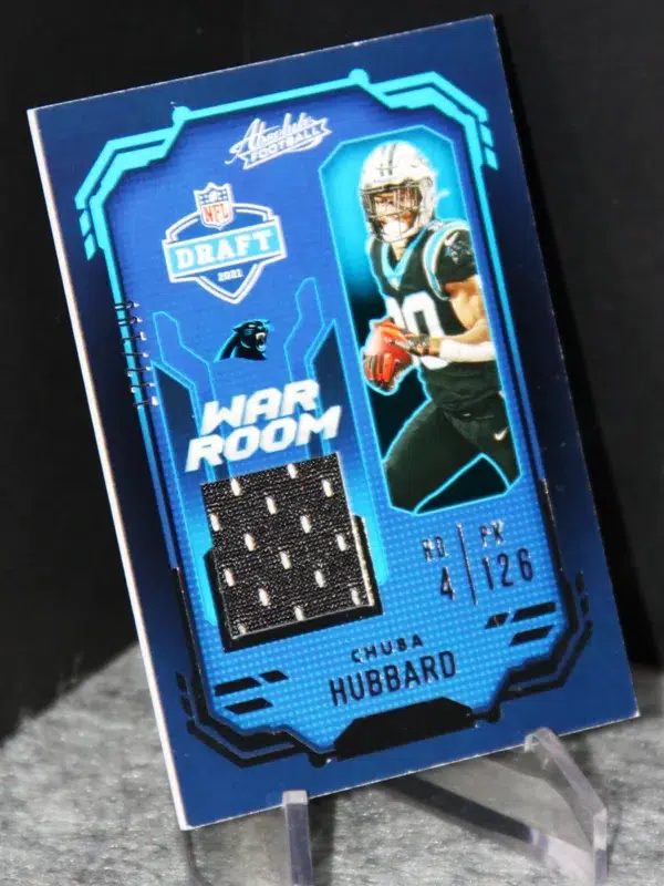 2021 Chuba Hubbard #WRM CHU Panini Absolute War Room Materials of 199 - stand