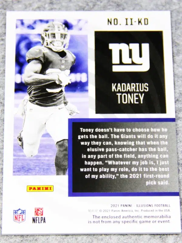 2021 Kadarius Toney #II KD Panini Illusions Instant Impact - back