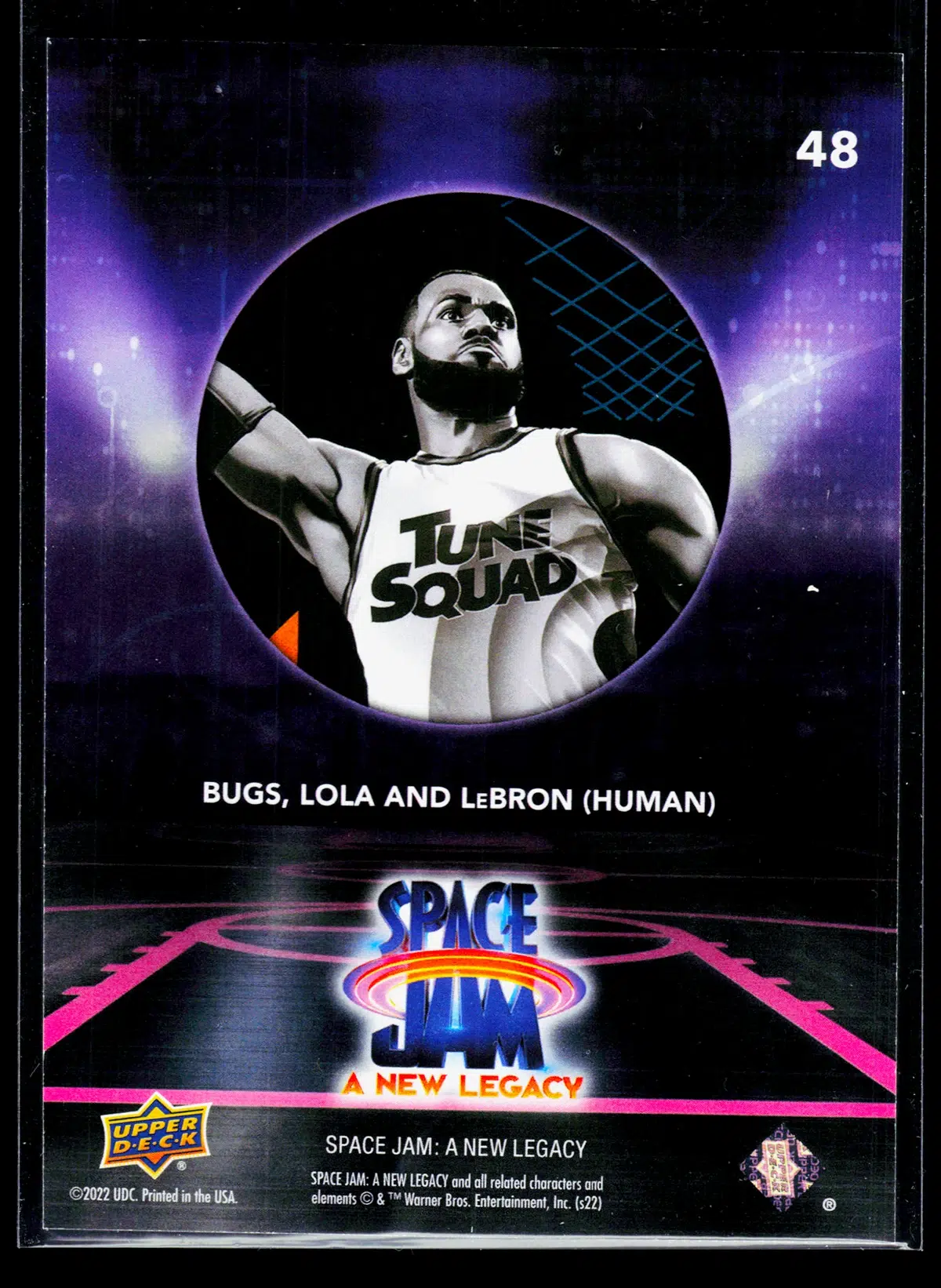 2021 LeBron James #48 Upper Deck Space Jam A New Legacy Bugs, Lola and LeBron (Human) Purple - back