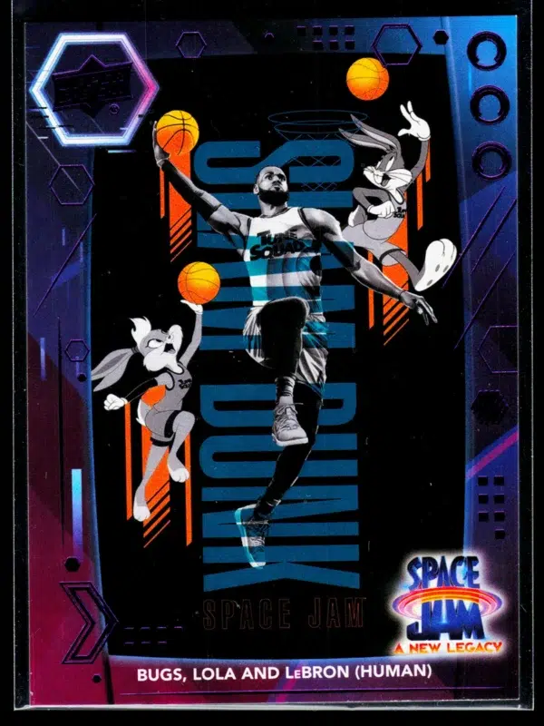 2021 LeBron James #48 Upper Deck Space Jam A New Legacy Bugs, Lola and LeBron (Human) Purple - front