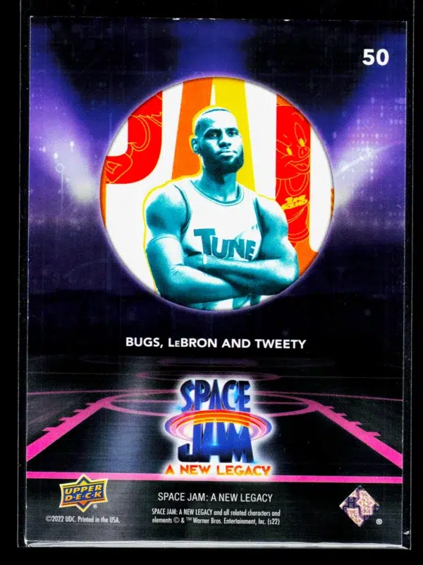 2021 LeBron James #50 Upper Deck Space Jam A New Legacy Bugs, LeBron and Tweety Red - back