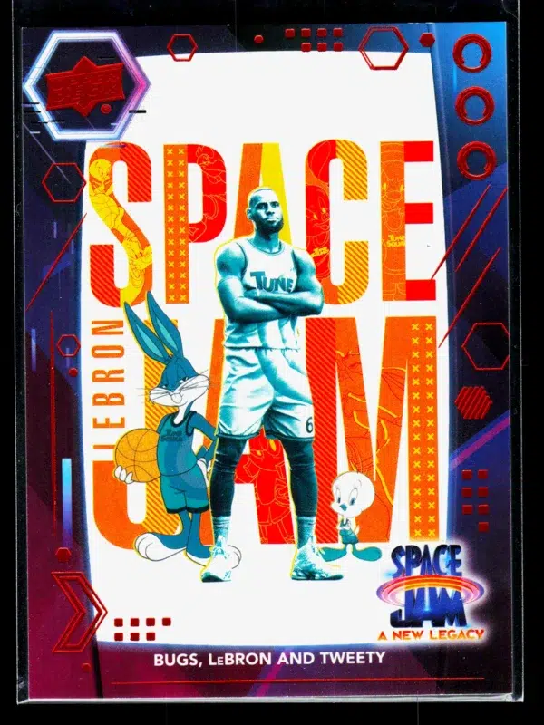 2021 LeBron James #50 Upper Deck Space Jam A New Legacy Bugs, LeBron and Tweety Red - front