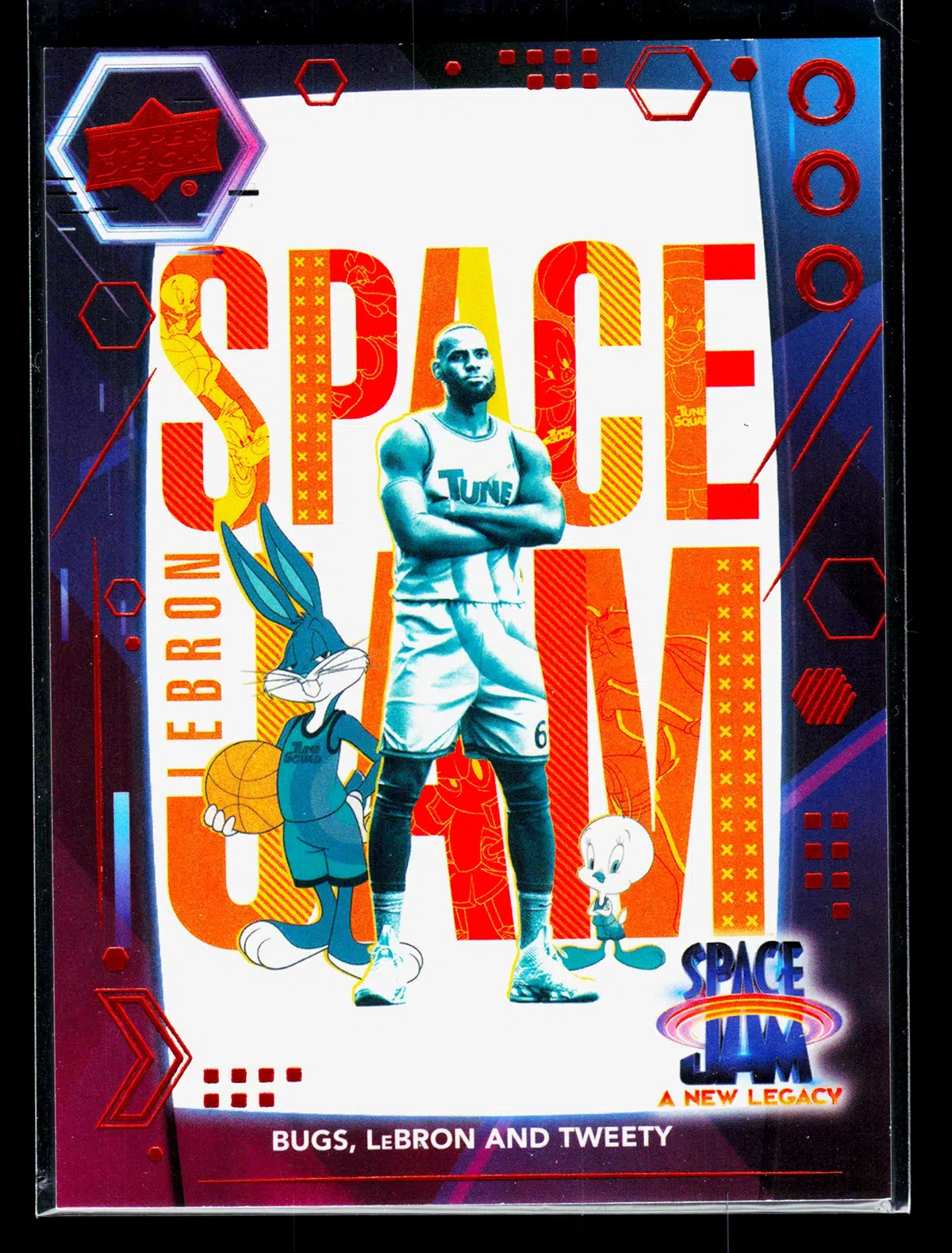 2021 LeBron James #50 Upper Deck Space Jam A New Legacy Bugs, LeBron and Tweety Red - front