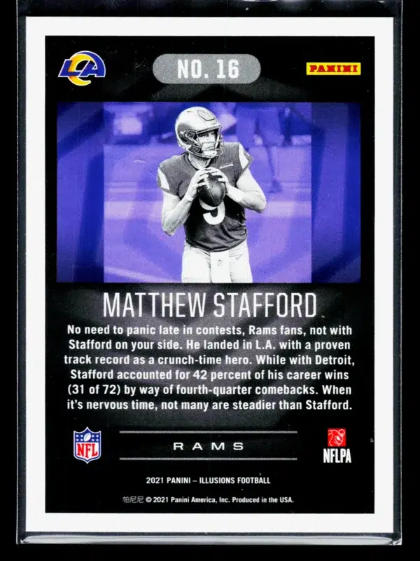 2021 Matthew Stafford #16 Panini Illusions - back