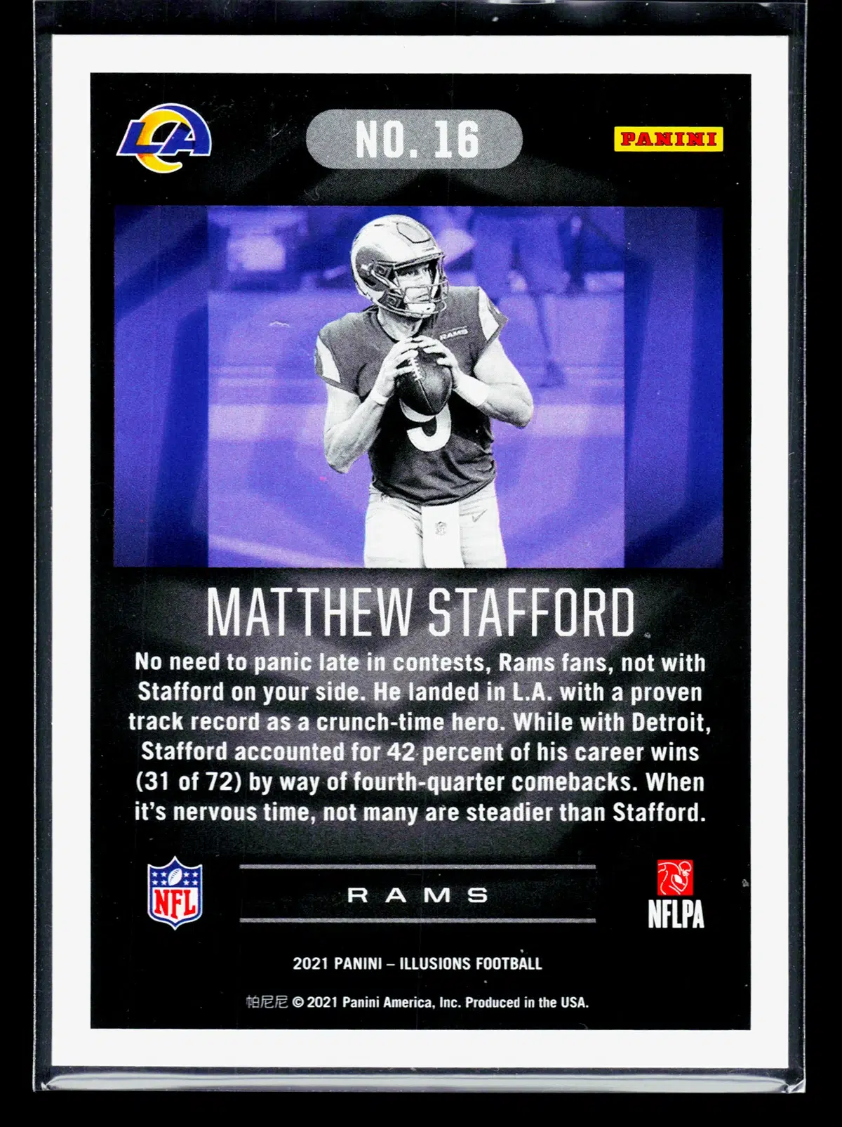 2021 Matthew Stafford #16 Panini Illusions - back