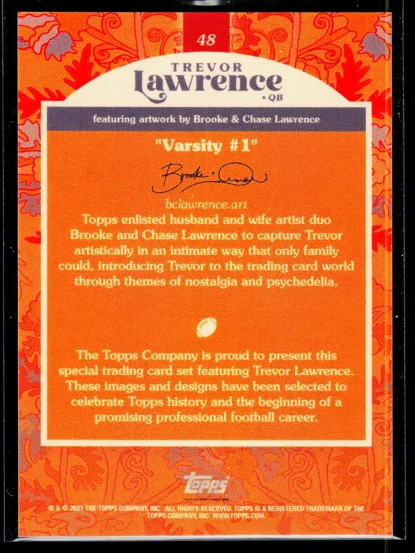 2021 Trevor Lawrence #48 Topps X Trevor Lawrence - back