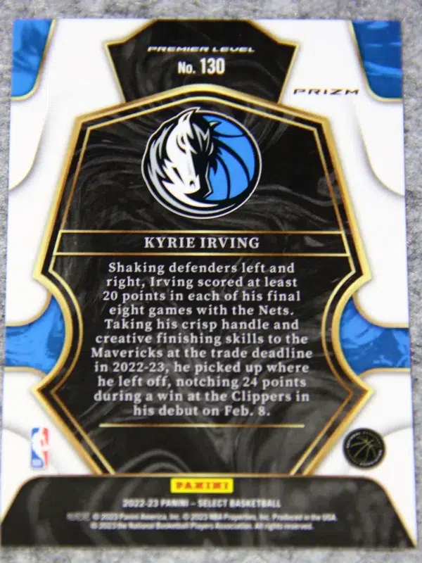 2022 23 Kyrie Irving #130 Panini Select Premier Level - back