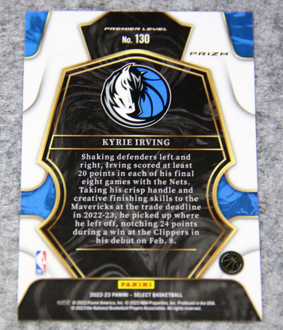 2022 23 Kyrie Irving #130 Panini Select Premier Level - back