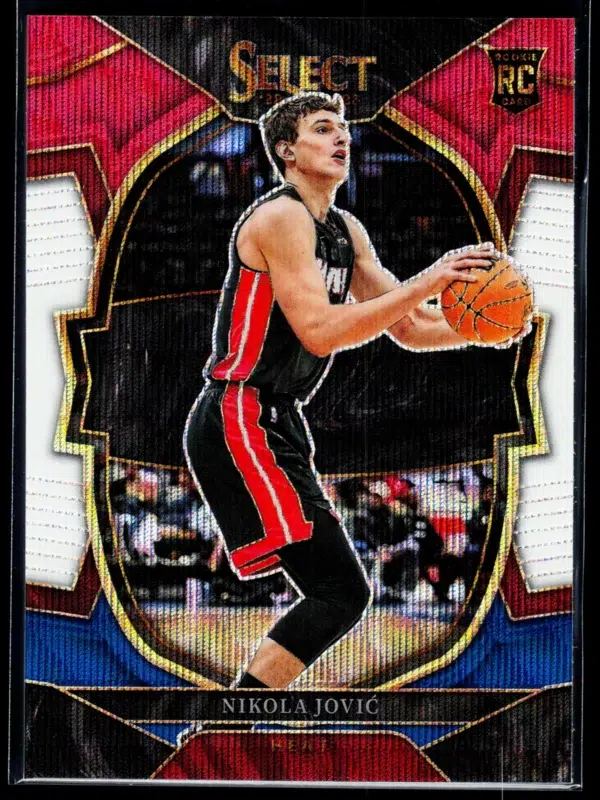 2022 23 Nikola Jovic #91 Panini Select Concourse Red White and Blue - front