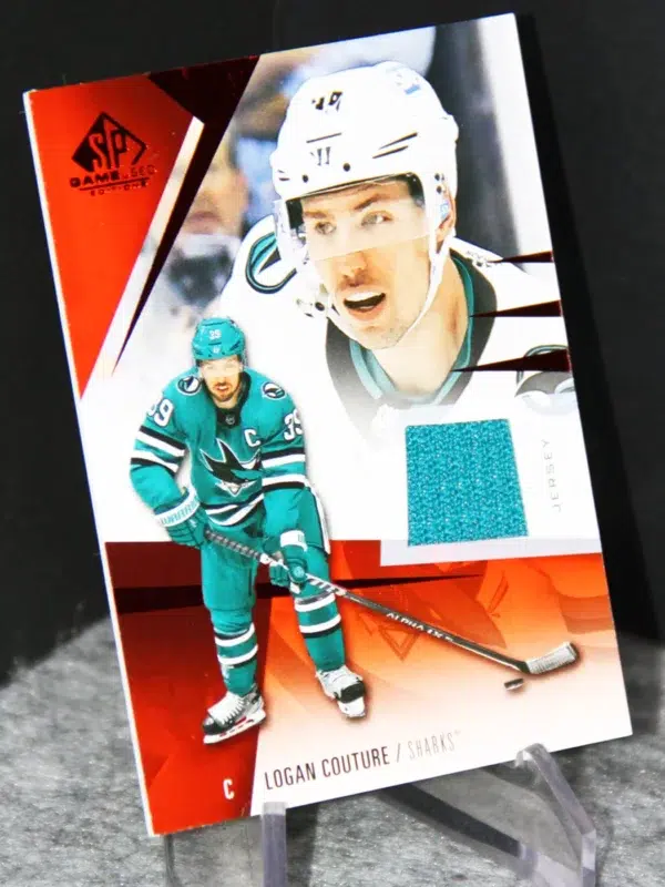 2023 24 Logan Couture #11 Upper Deck SP Game Used Red Jersey - stand