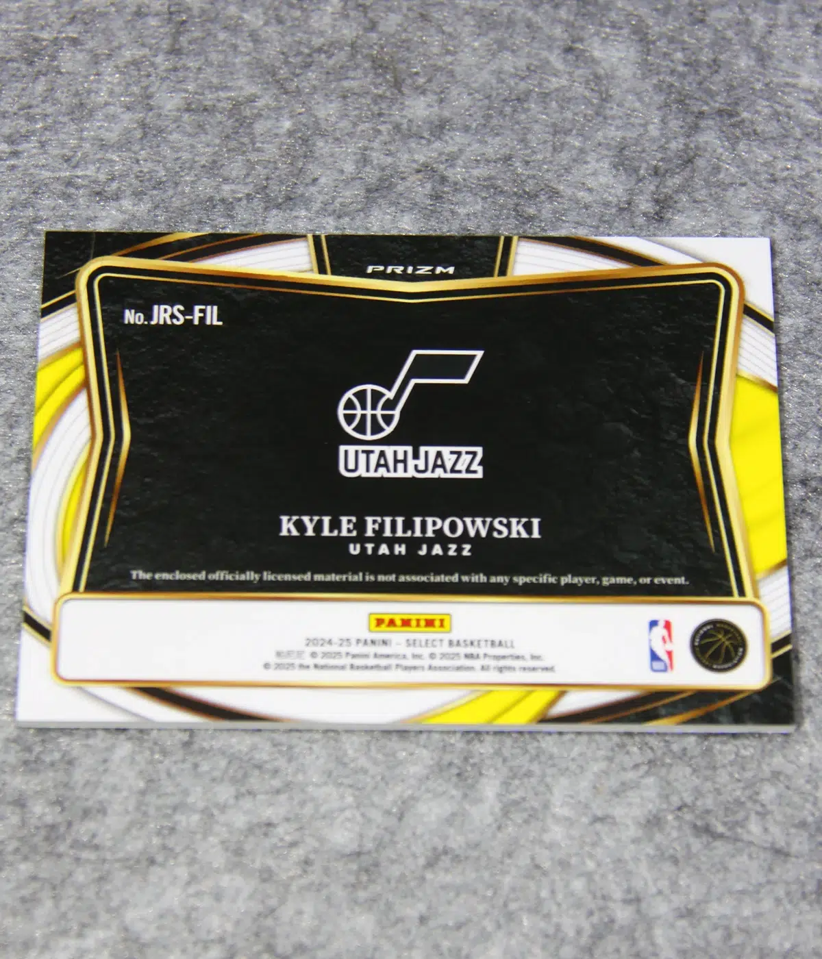 2024 25 Kyle Filipowski #JRS FIL Panini Select Jumbo Rookie Swatches - back