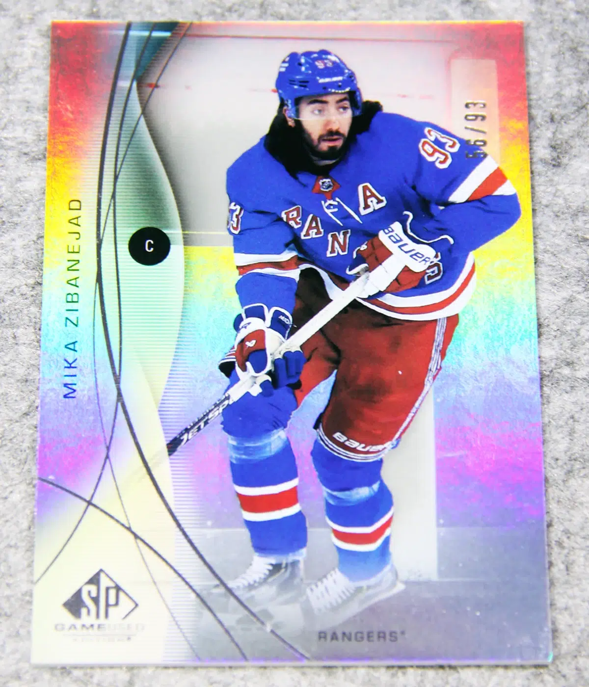 2024 25 Mika Zibanejad #110 Upper Deck SP Game Used Rainbow of 93 - front