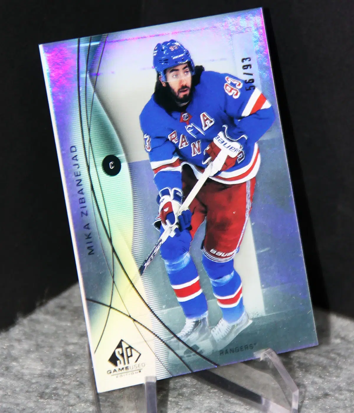 2024 25 Mika Zibanejad #110 Upper Deck SP Game Used Rainbow of 93 - stand