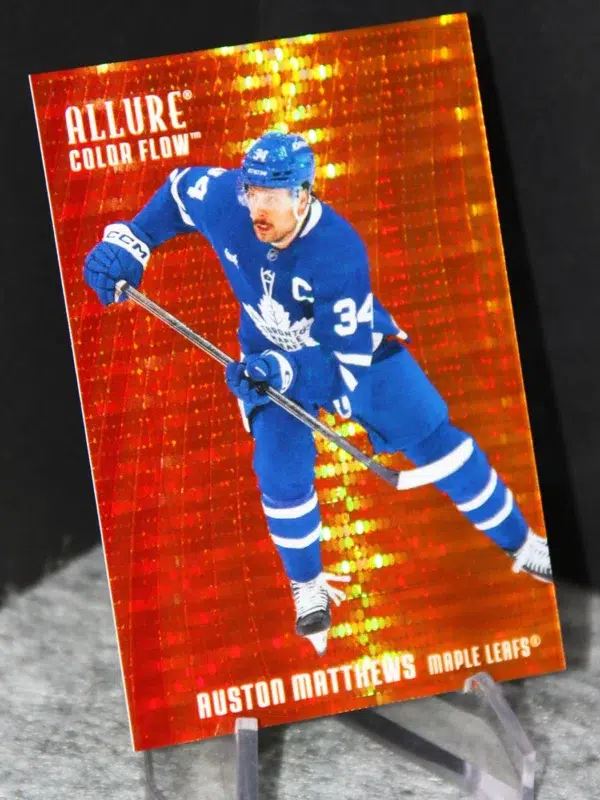 2025 26 Auston Matthews #CF 26 Upper Deck Allure Color Flow Red Orange Spectrum of 399 - stand