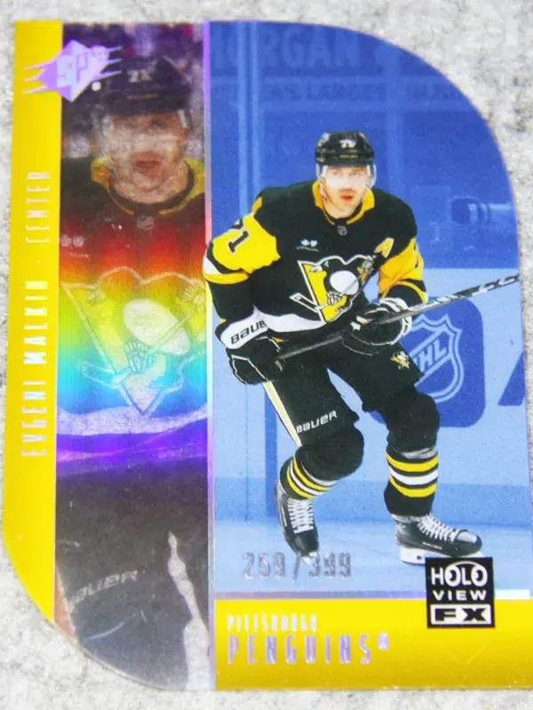 2025 26 Evgeni Malkin #HV 22 Upper Deck SPx Holo View FX Blue of 399 - front