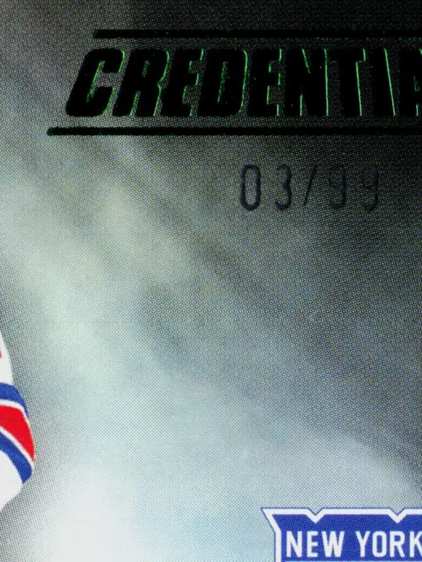 2025 26 Igor Shesterkin #SH 3 Upper Deck Credentials Standing On Their Head Green of 99 - detail
