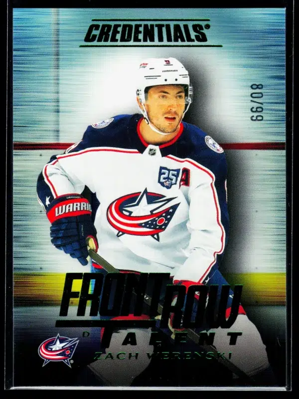 2025 26 Zach Werenski #FRT 22 Upper Deck Credentials Front Row Talent Green of 99 - front