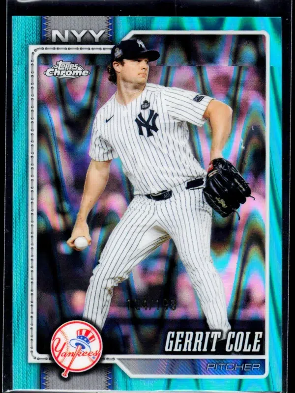 2026 Gerrit Cole #191 Topps Chrome Aqua Lava Refractor of 199 - front