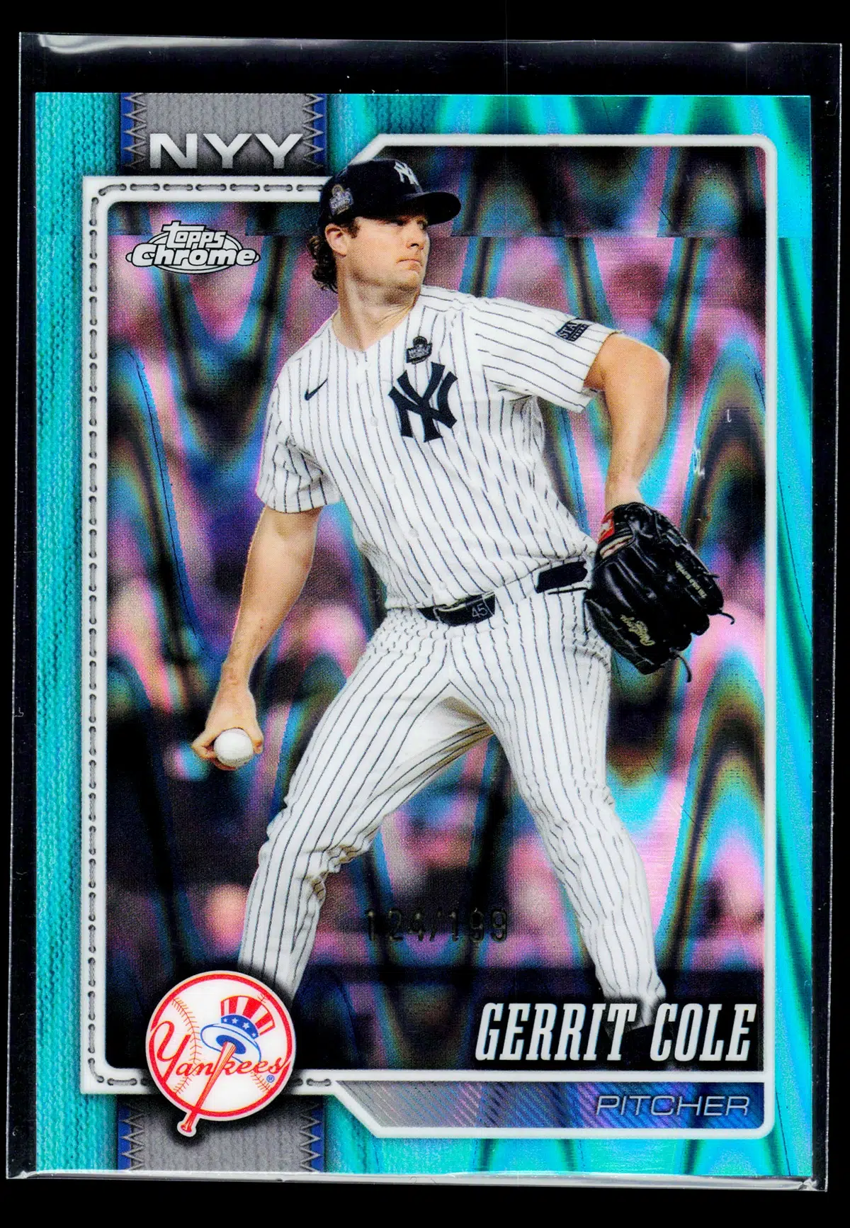 2026 Gerrit Cole #191 Topps Chrome Aqua Lava Refractor of 199 - front